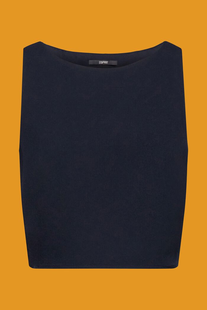 Cropped Crepe Top, NAVY, detail image number 6