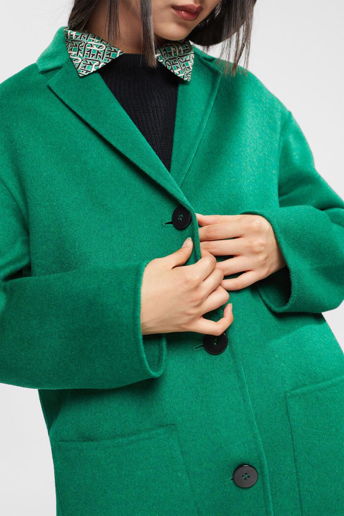 Wool blend coat, EMERALD GREEN, detail image number 0