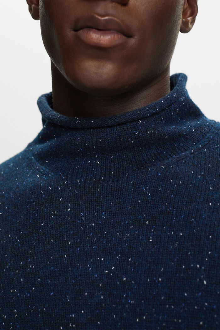 Mock neck jumper, wool blend, PETROL BLUE, detail image number 1