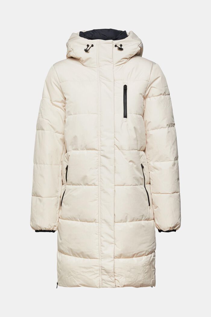 Quilted coat with zip pockets, CREAM BEIGE, detail image number 2