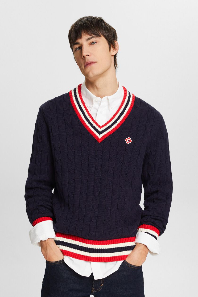 V-Neck Cable-Knit Sweater