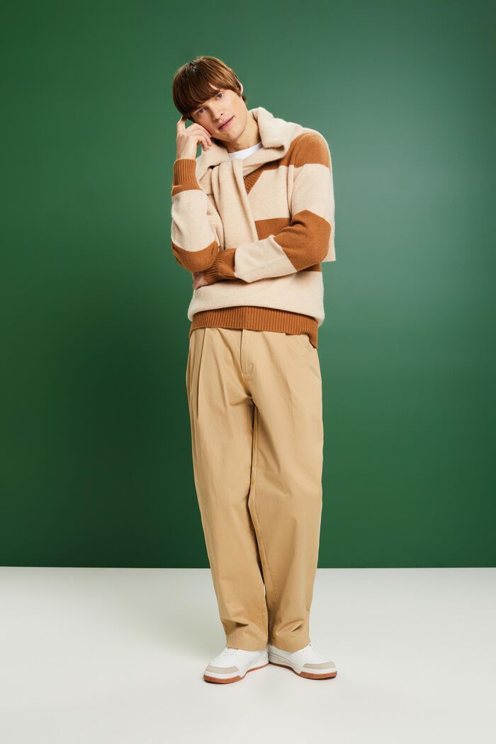 Wide Leg Chino Pants, BEIGE, detail image number 1