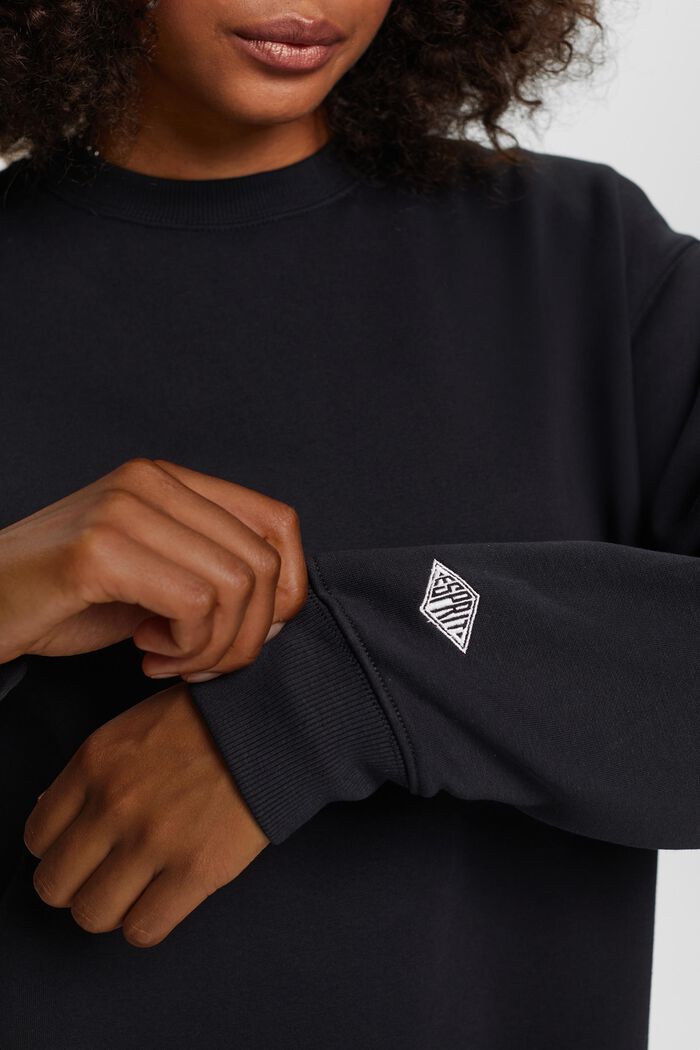 Cotton Blend Pullover Sweatshirt, BLACK, detail image number 2