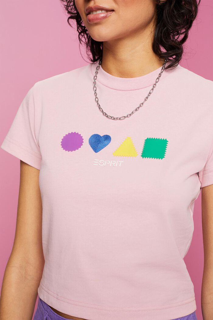 Organic cotton T-shirt with geometric print, PINK, detail image number 2