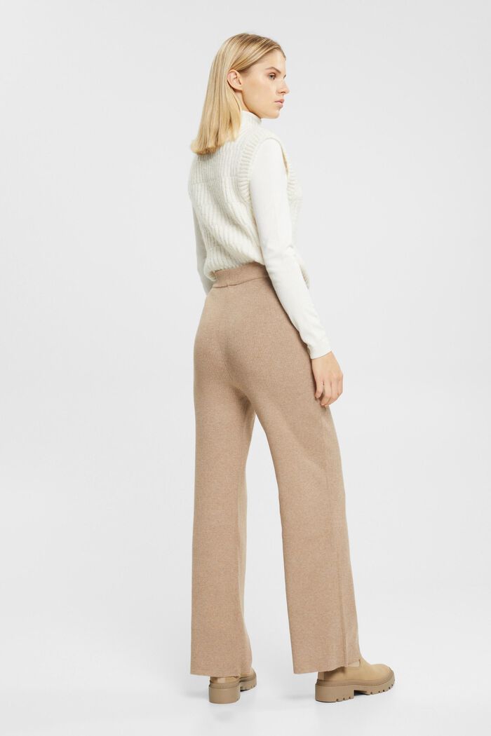 High-rise rib knit trousers, BEIGE, detail image number 3