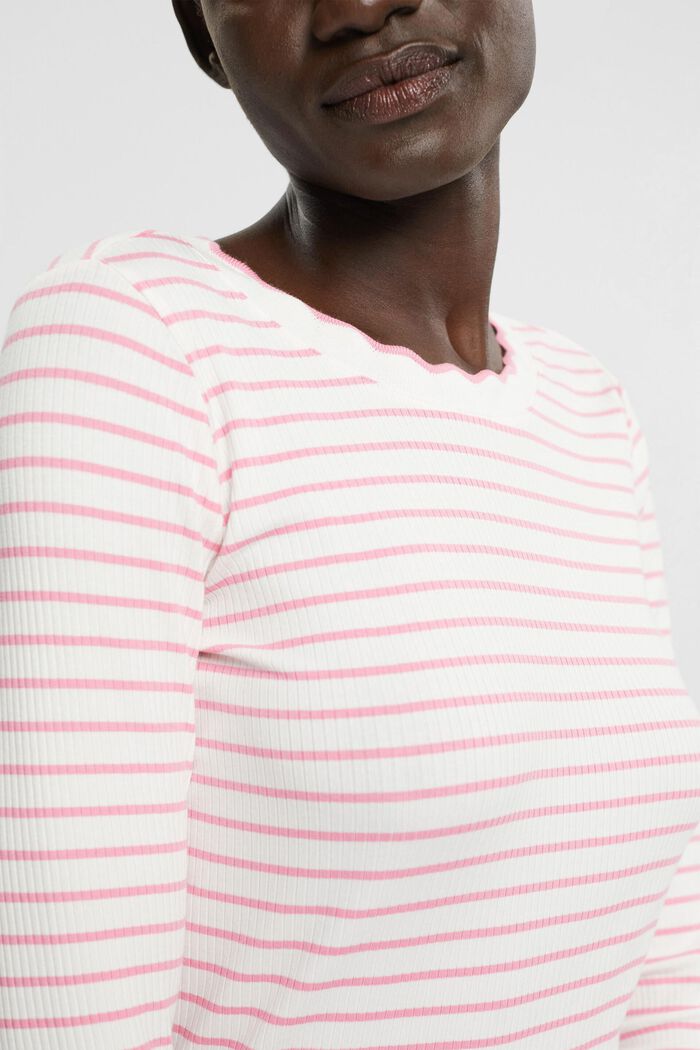 Long-sleeved ribbed top, OFF WHITE, detail image number 0