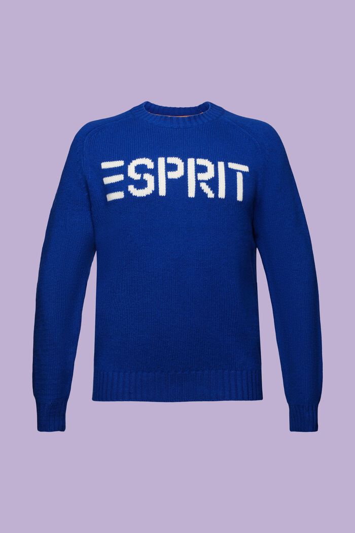 Chunk Knit Wool-Cashmere Sweater, BRIGHT BLUE, detail image number 7