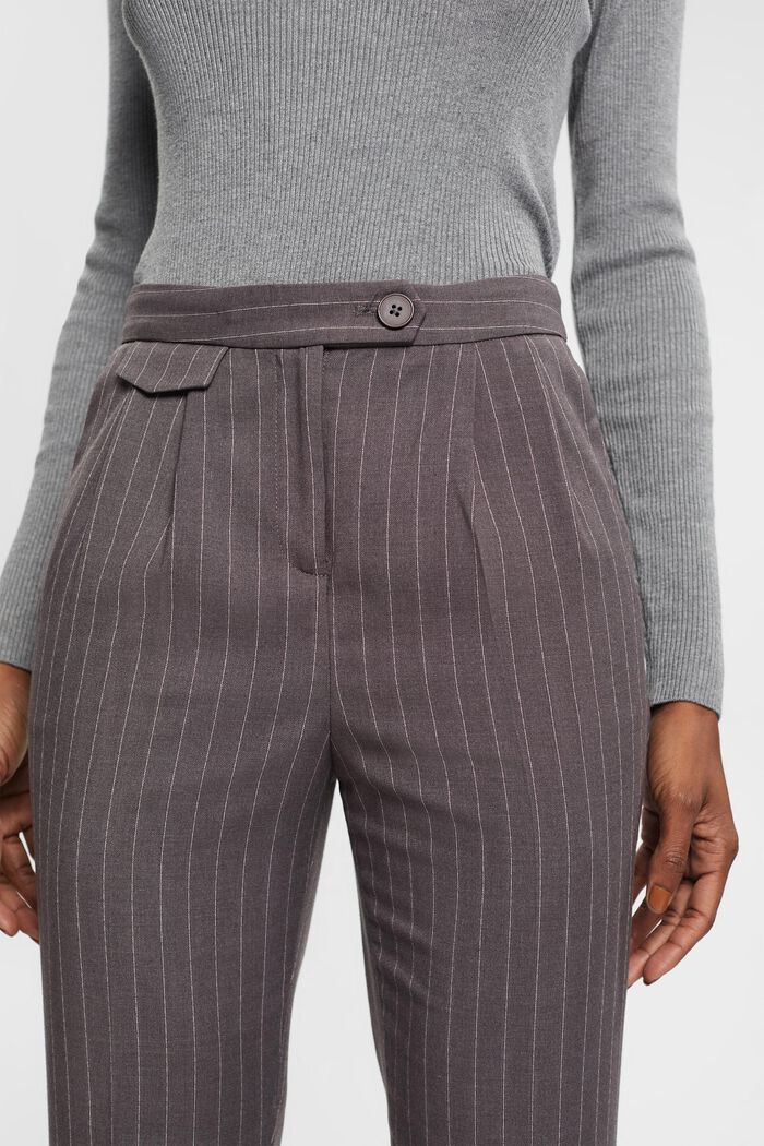 Cropped trousers with pinstripes, MEDIUM GREY, detail image number 0