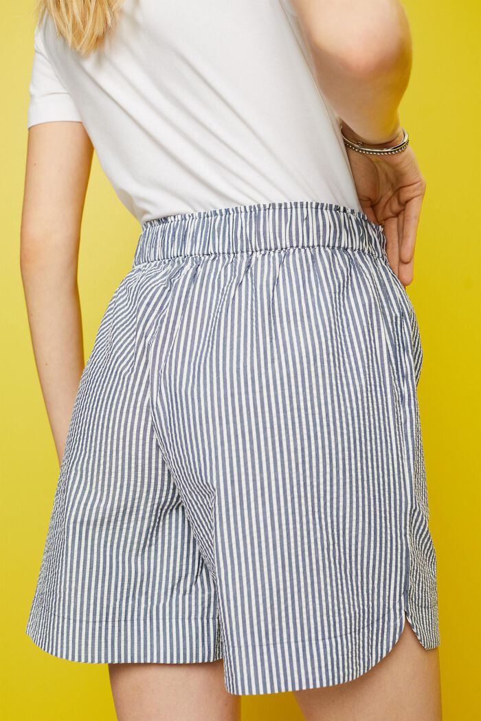 Seersucker shorts with stripes, 100% cotton, NAVY, detail image number 4