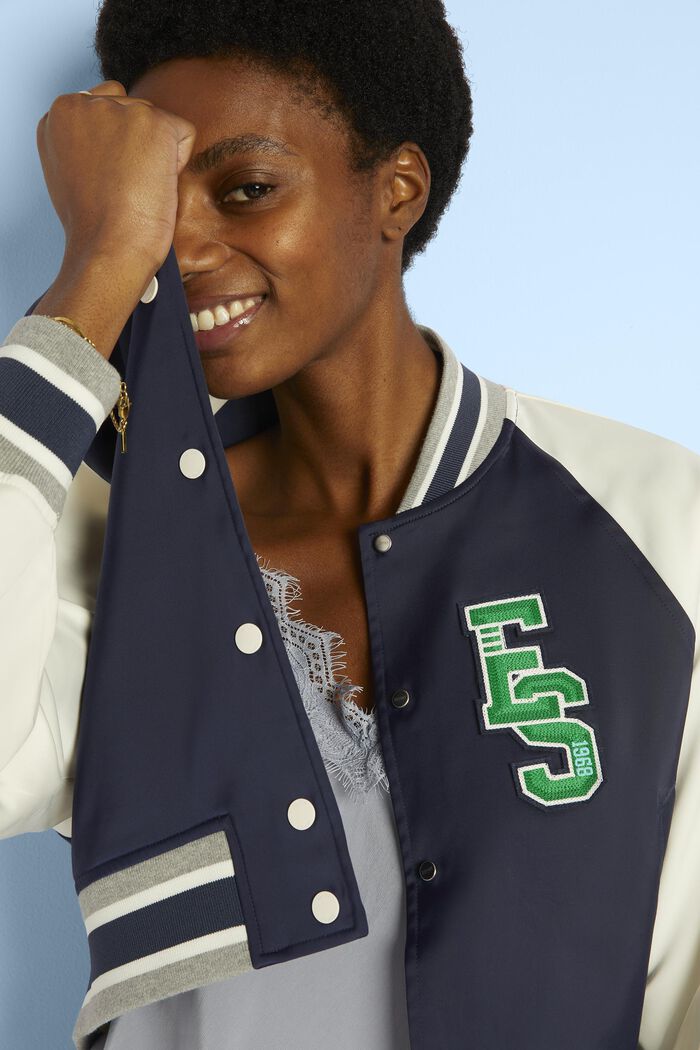 Embroidered Patch Varsity Jacket, NAVY 2, detail image number 2