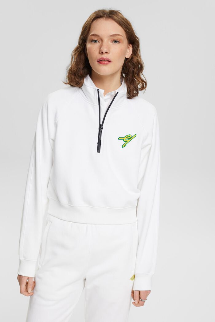 Half-zip sweatshirt, WHITE, detail image number 0