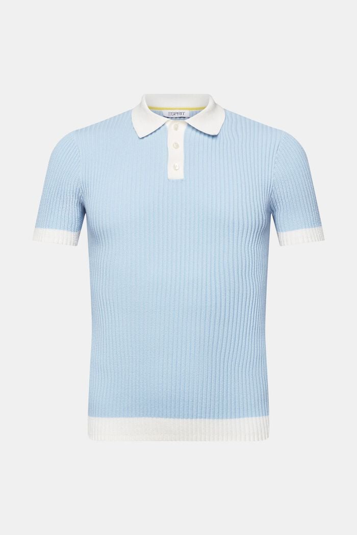 Rib-Knit Polo Shirt, PASTEL BLUE, detail image number 7