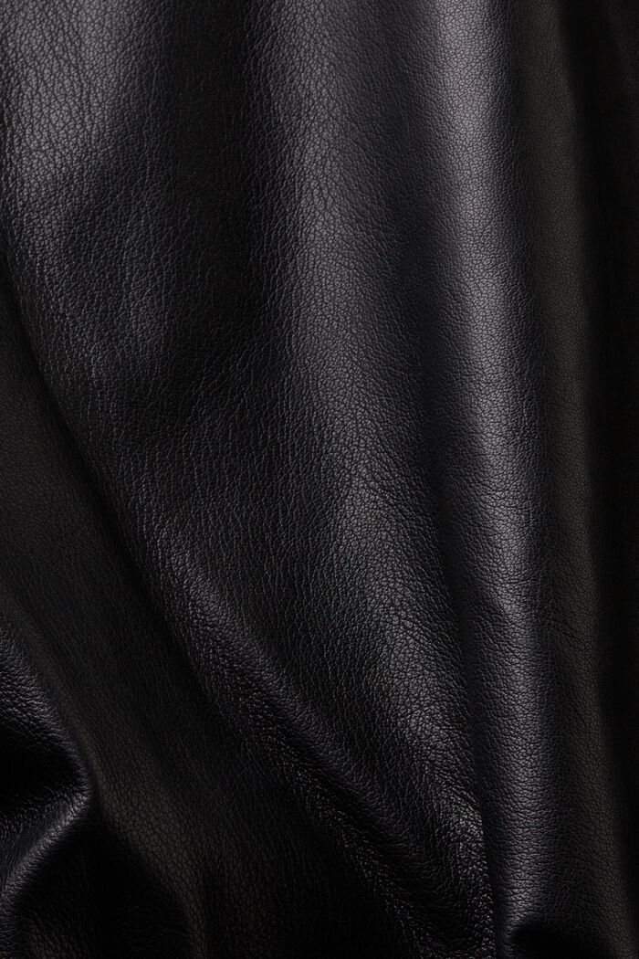 Leather Bomber Jacket, BLACK, detail image number 4