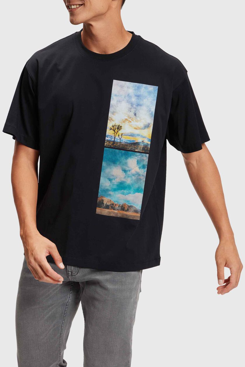 Stacked landscape print t-shirt