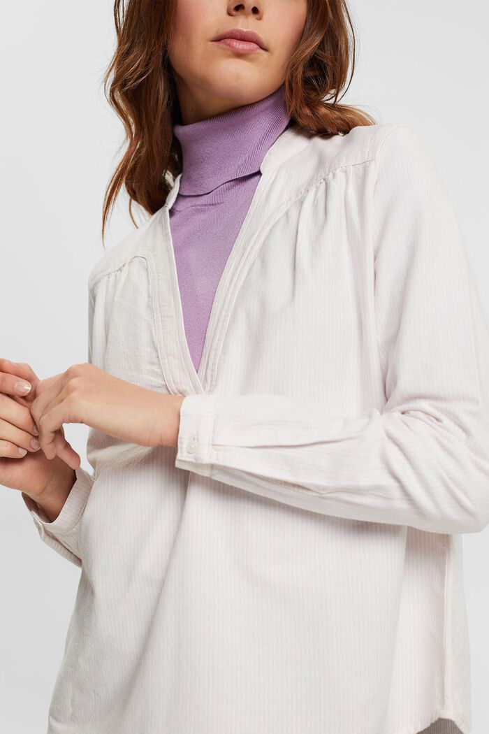 Long sleeved oxford striped blouse, OFF WHITE 3, detail image number 0