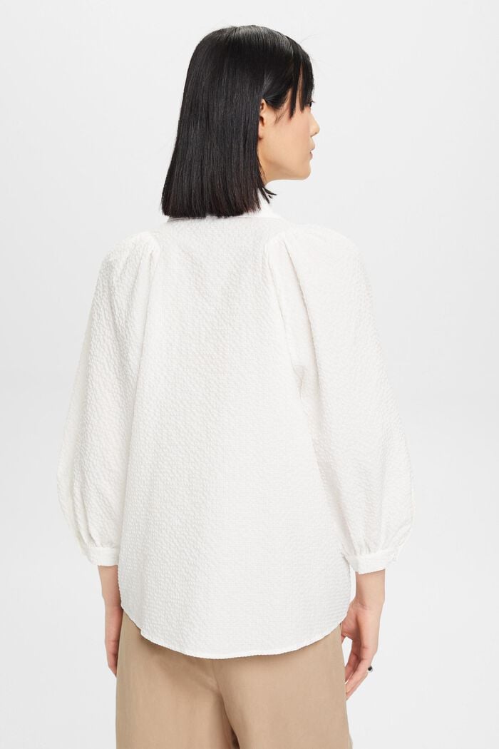 Seersucker blouse with puffy sleeves, OFF WHITE, detail image number 3