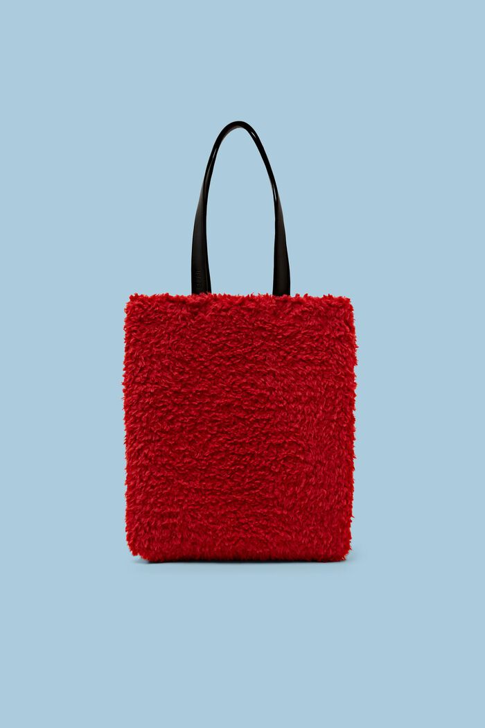 Faux Fur Tote Bag, DARK RED, detail image number 0