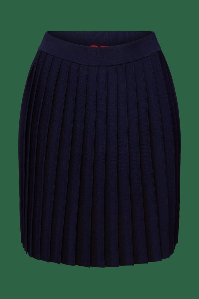 Pleated Knit Mini Skirt, NAVY, detail image number 6