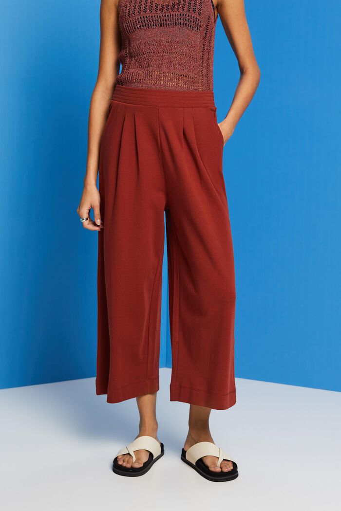 Cropped jersey trousers, 100% cotton, TERRACOTTA, detail image number 0