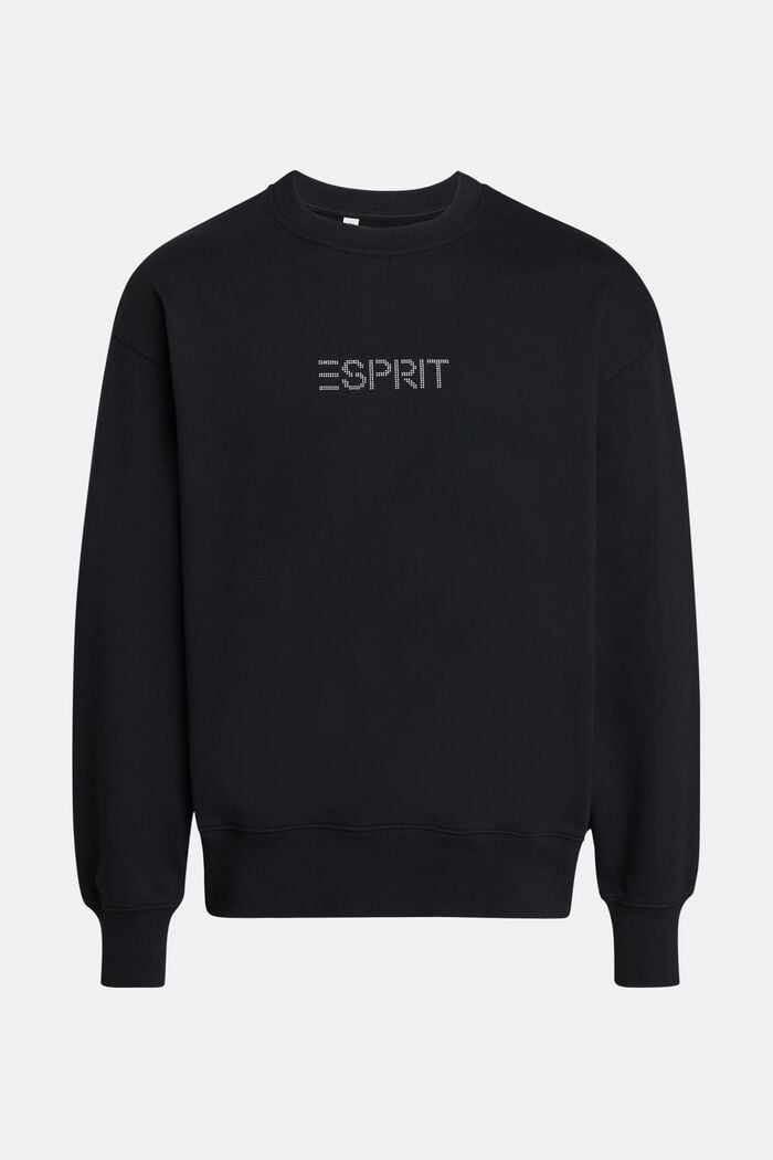 Stud logo applique sweatshirt, BLACK, detail image number 4