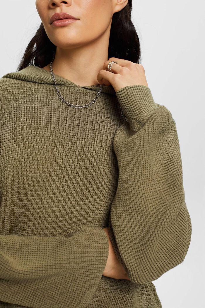 Knitted hoodie, LIGHT KHAKI, detail image number 2