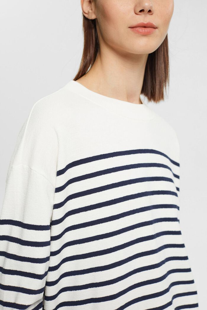 Striped cotton sweatshirt, OFF WHITE, detail image number 2
