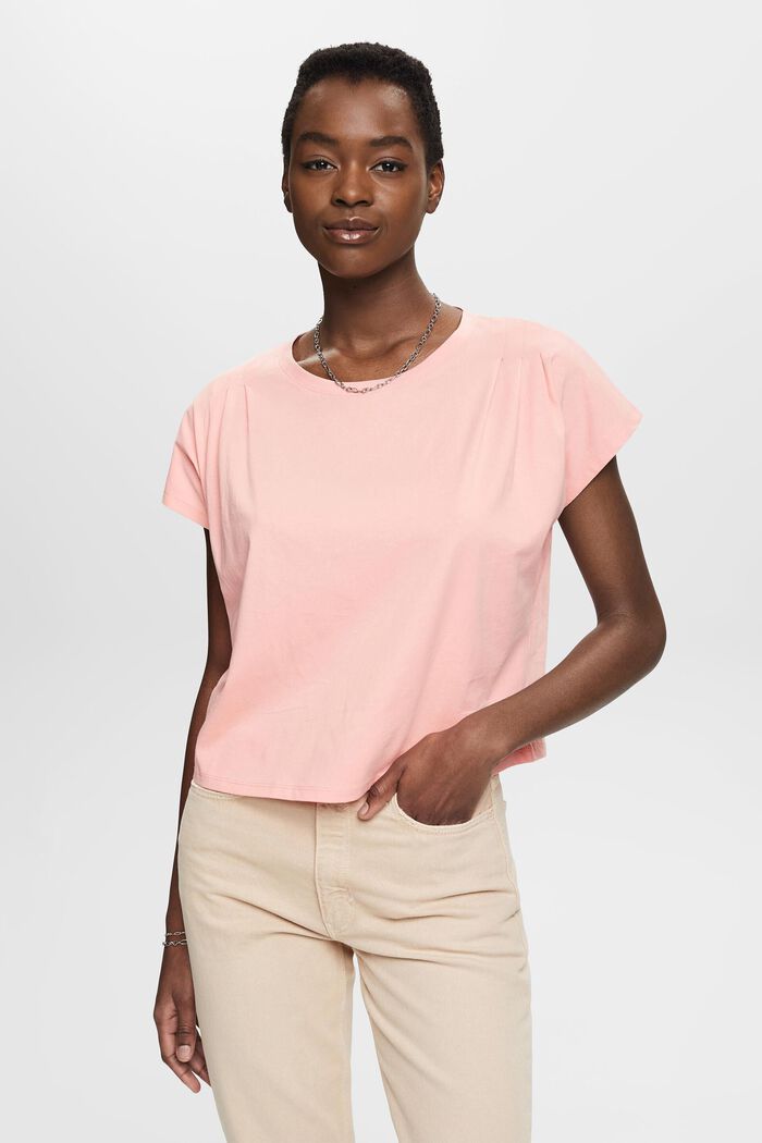 T-shirt with pleated details, PINK, detail image number 0