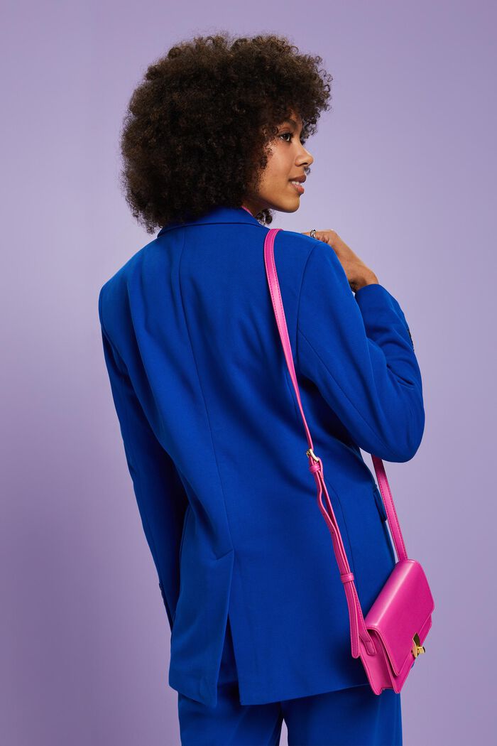Textured Knit Tuxedo Blazer, Organic Cotton, BRIGHT BLUE, detail image number 3