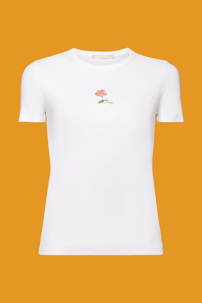 T-shirt with front print, WHITE, detail image number 6