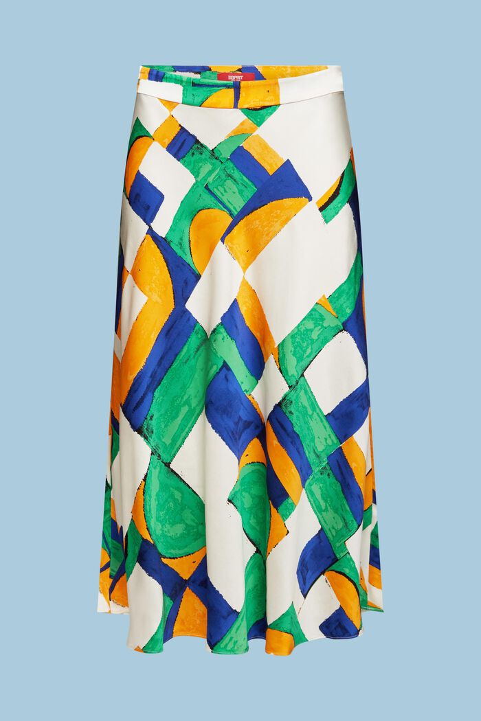 Patterned Satin Midi Skirt, LIGHT GREEN 4, detail image number 5