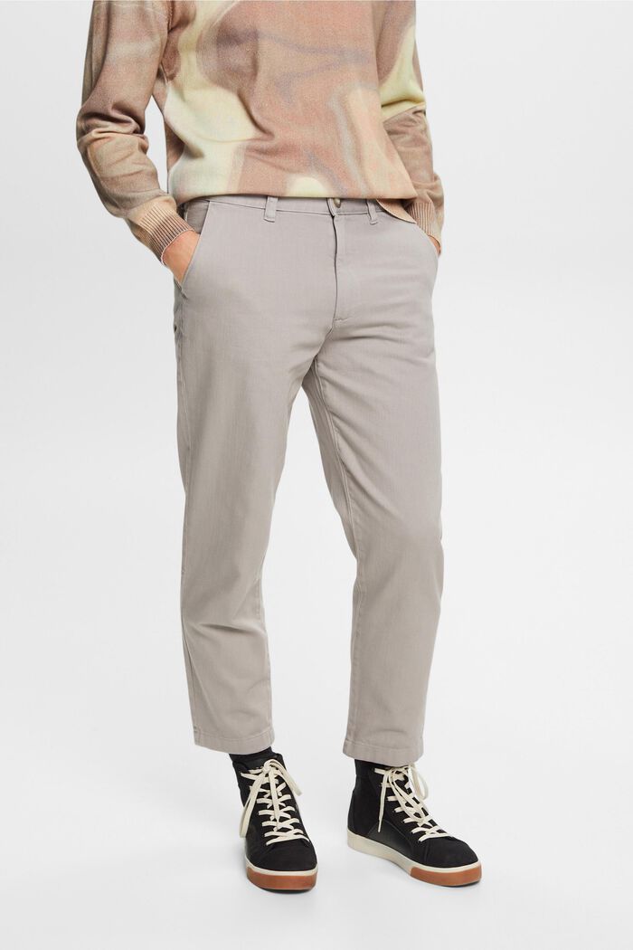 Loose tapered fit cotton trousers, LIGHT GREY, detail image number 0