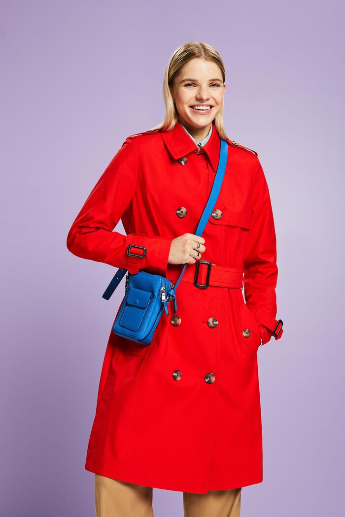 Belted Double-Breasted Trench Coat, RED, detail image number 0
