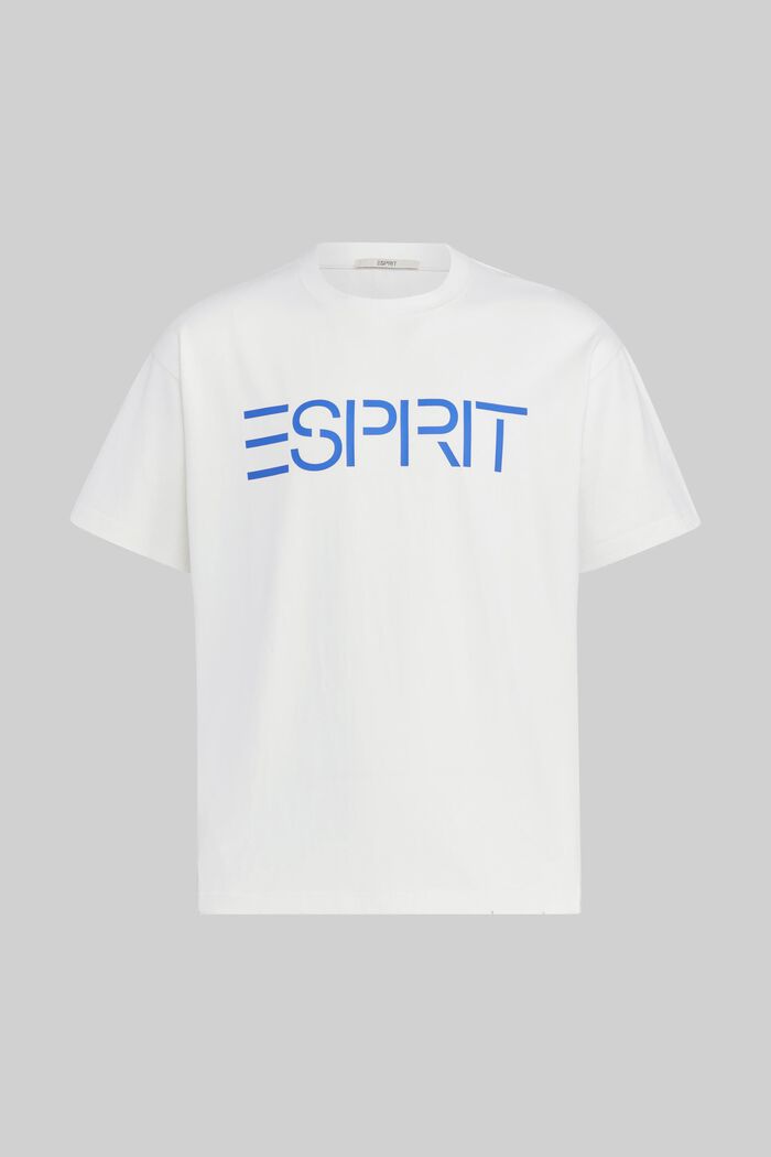 Unisex T-shirt with a logo print, WHITE, detail image number 4