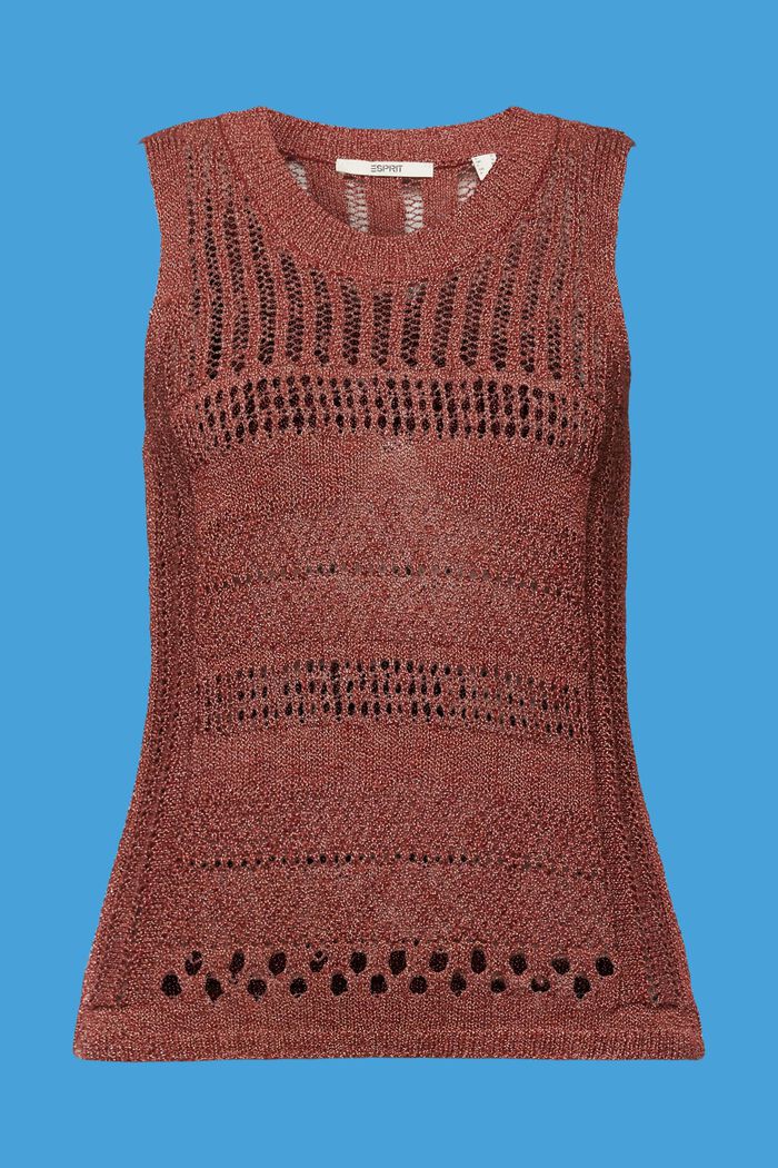 Mouline sleeveless jumper, cotton blend, TERRACOTTA, detail image number 5