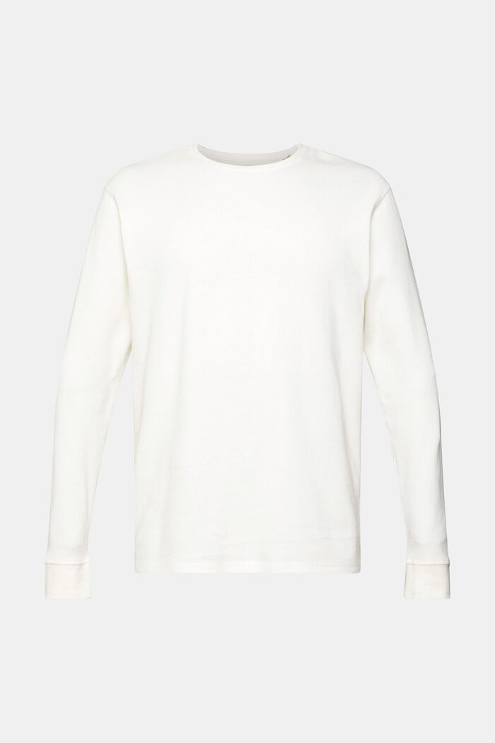 Waffle piqué long sleeve top, OFF WHITE, detail image number 2