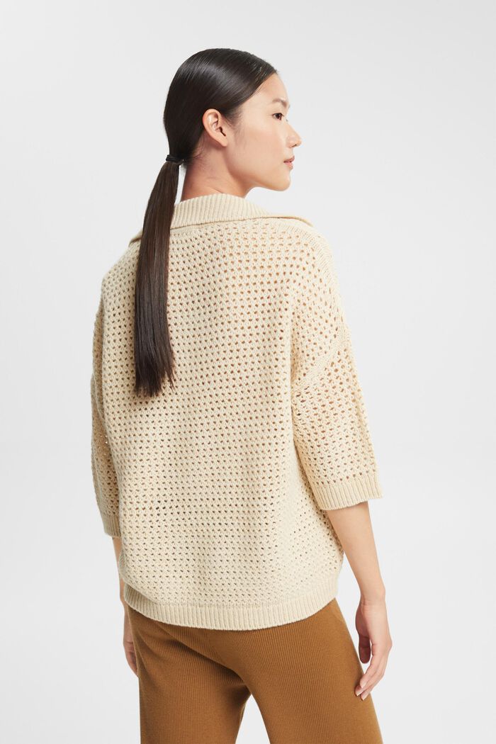 Alpaca blend: textured knit jumper, CREAM BEIGE, detail image number 3