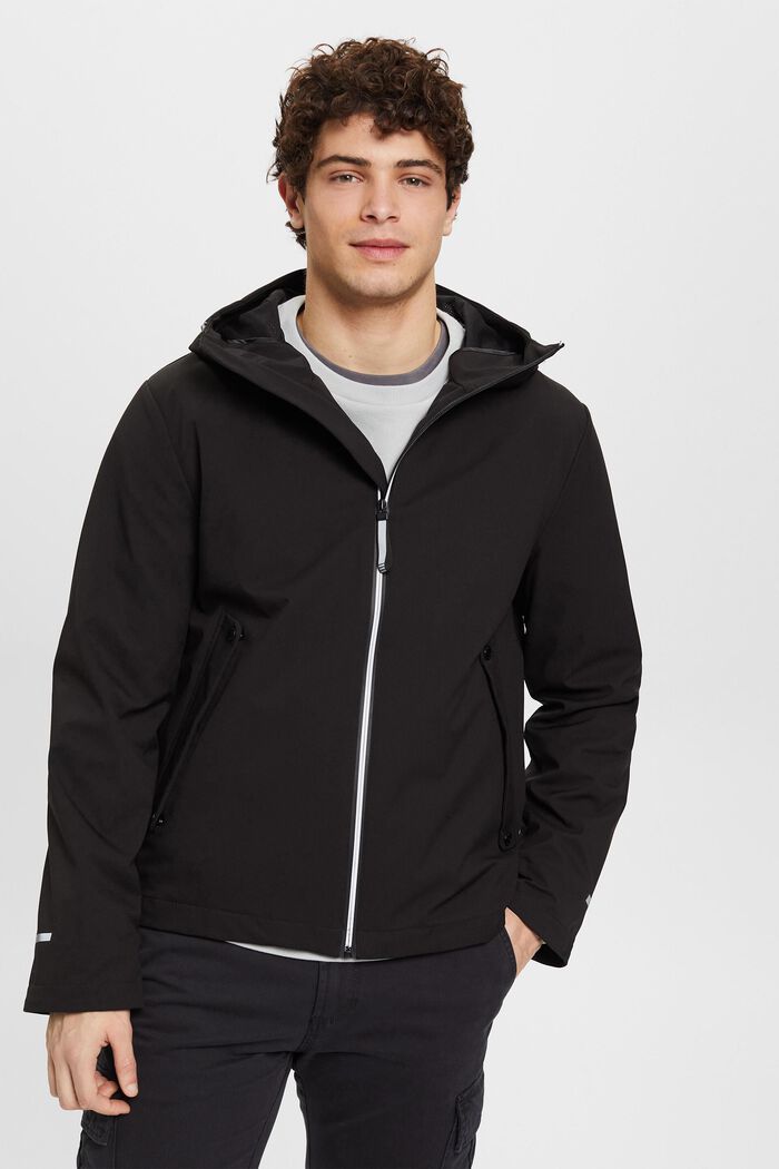 Softshell jacket with a hood, BLACK, detail image number 0