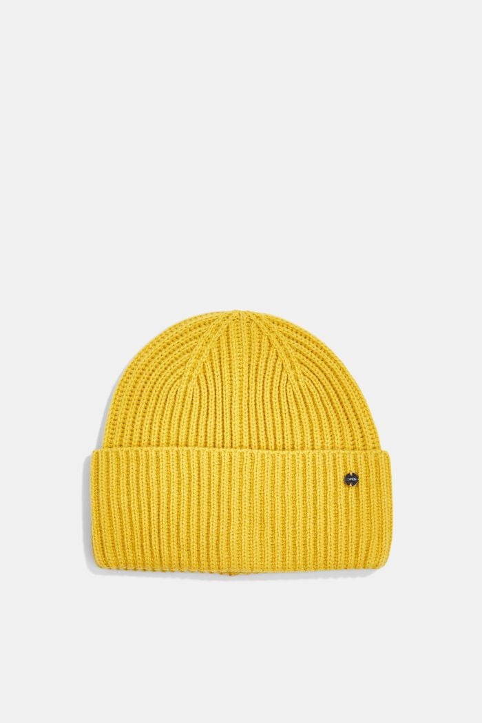 Wool blend: plain hat, DUSTY YELLOW, detail image number 0