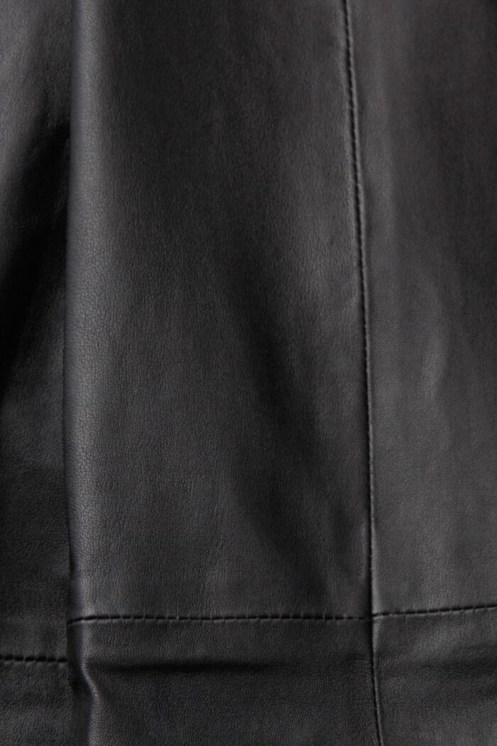 Mid-rise split hem leather trousers, BLACK, detail image number 6