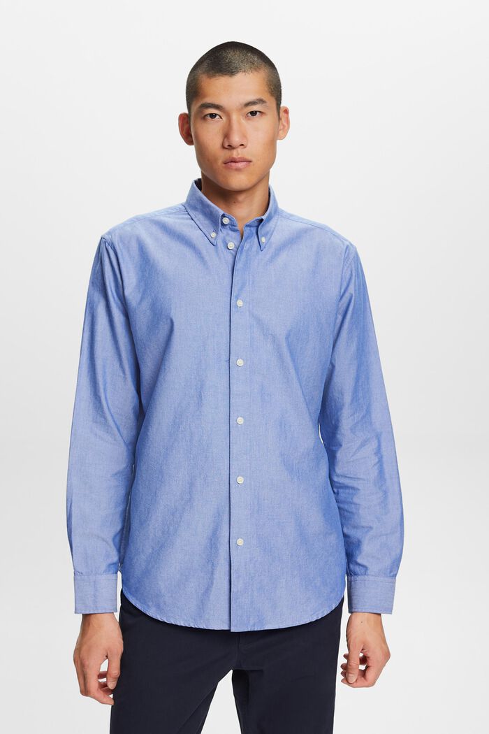 Cotton-Poplin Button Down Shirt, BRIGHT BLUE, detail image number 0
