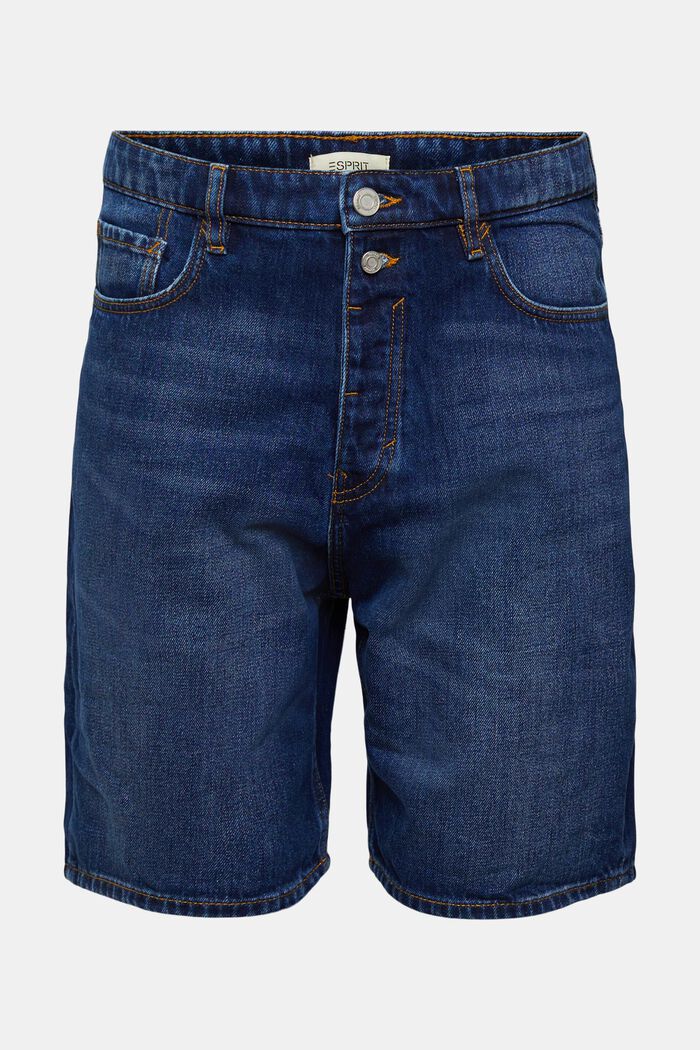 Loose fit sustainable denim shorts, BLUE DARK WASHED, detail image number 2