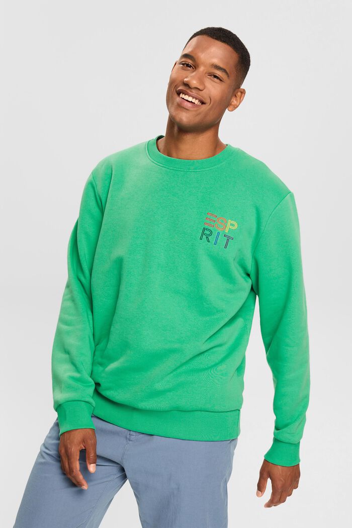 Sweatshirt with a colourful embroidered logo, GREEN, detail image number 0