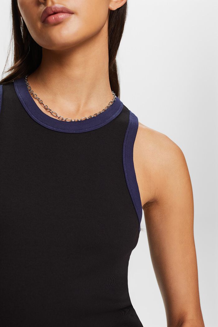 Ribbed jersey tank top, stretch cotton, BLACK, detail image number 2