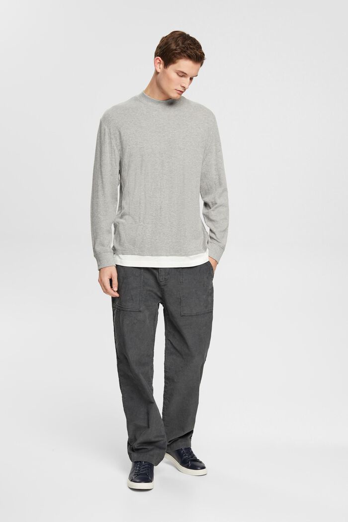 Ribbed long sleeve top, LIGHT GREY, detail image number 4