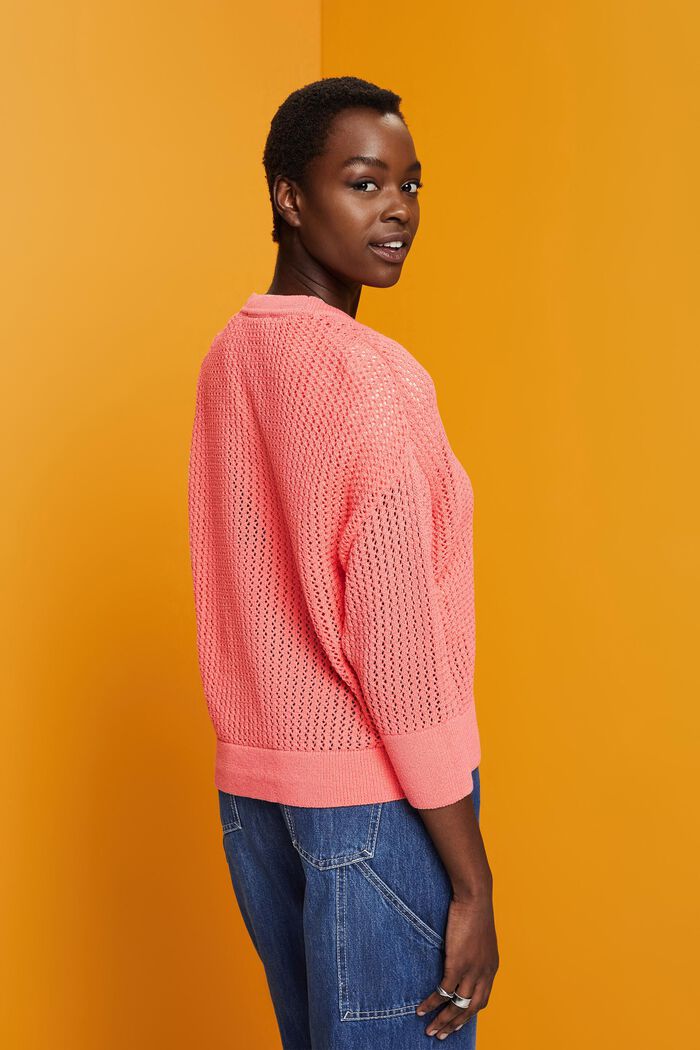 Open-Knit Cardigan, CORAL, detail image number 3