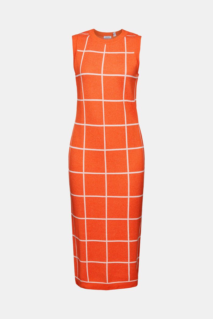 Jacquard-Knit Sleeveless Midi Dress, BRIGHT ORANGE 4, detail image number 5