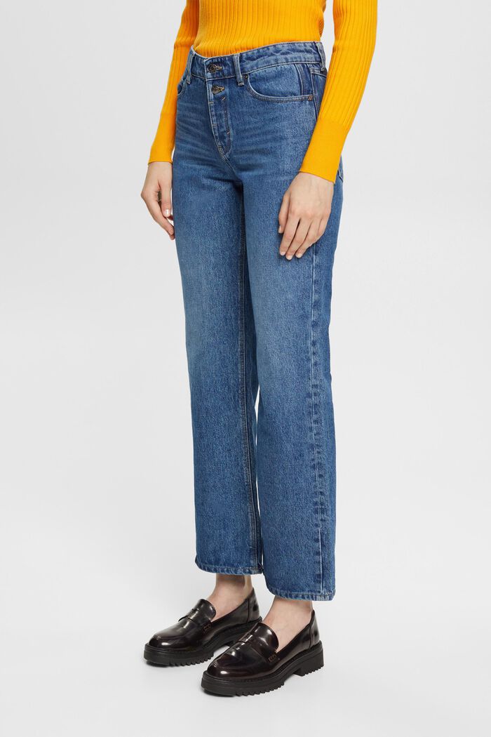 Mid-rise cropped flared stretch jeans, BLUE MEDIUM WASHED, detail image number 0