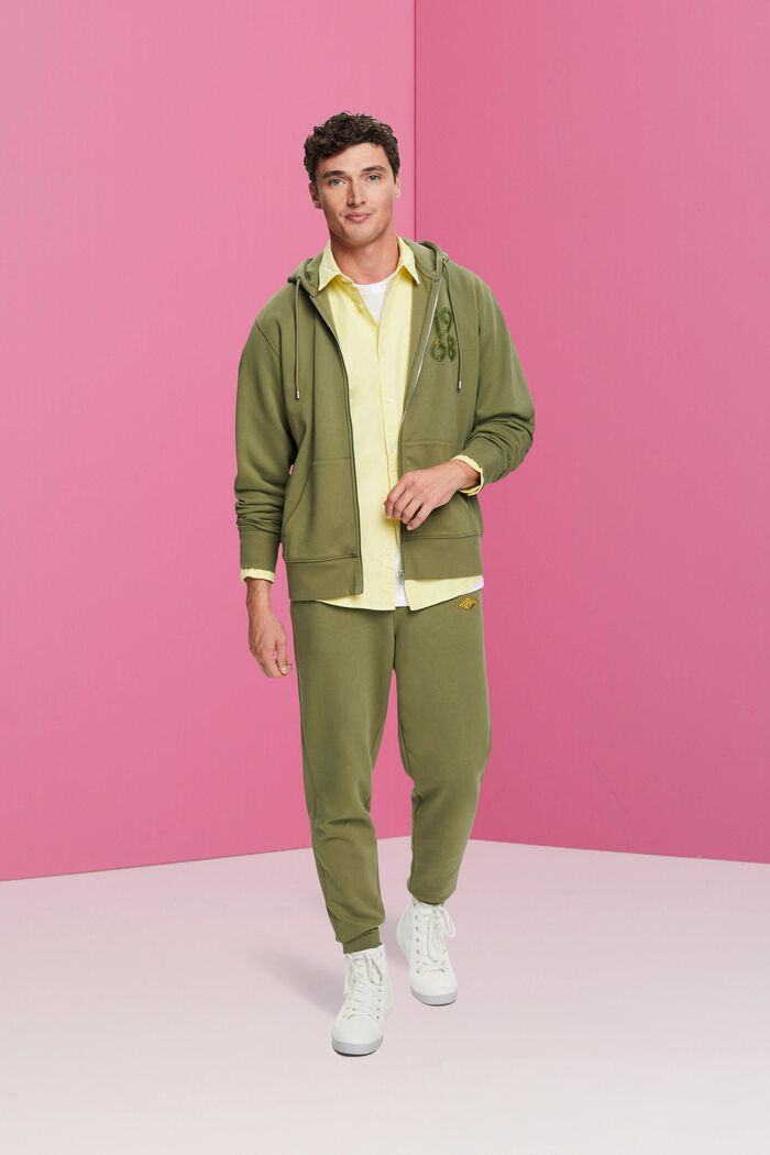 Full-length zip hoodie, OLIVE, detail image number 1