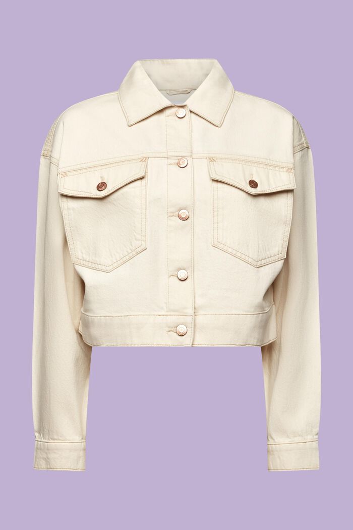 Cropped Denim Jacket, OFF WHITE, detail image number 6