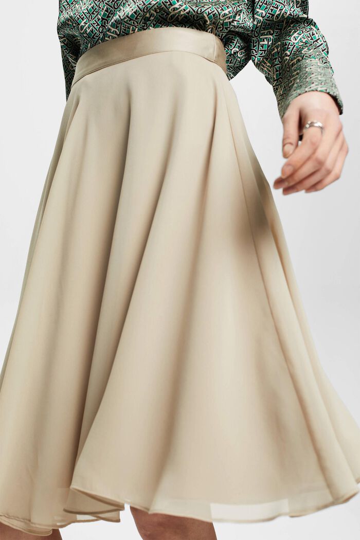 Knee-length chiffon skirt, DUSTY GREEN, detail image number 2